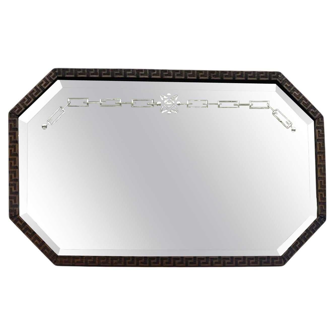 Vintage UK Imported Art Deco Octagonal Mirror with Beveled Glass