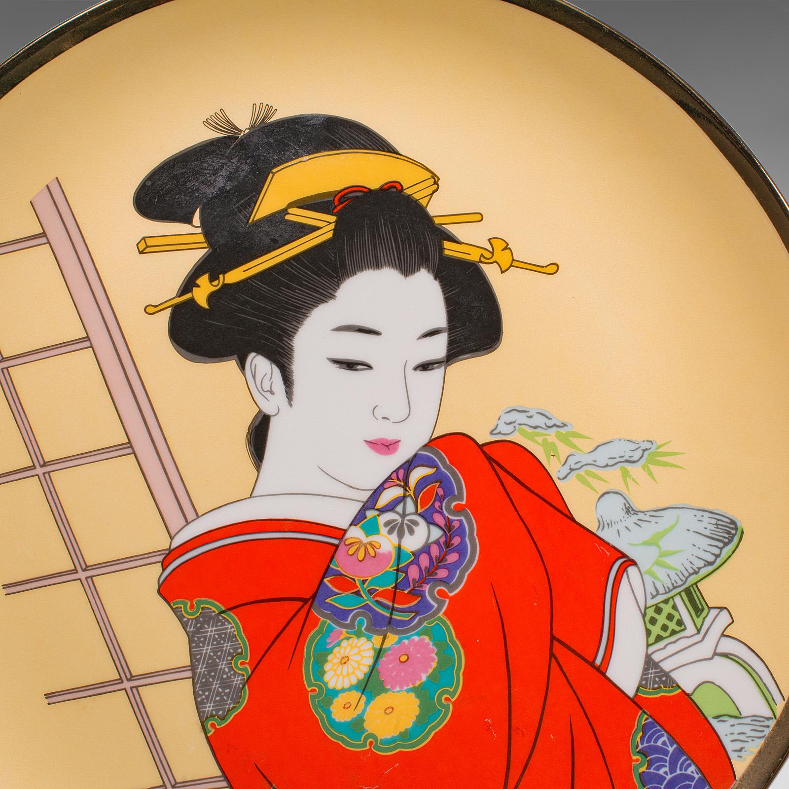20th Century Vintage Ukiyo-e Display Plate, Japanese, Ceramic, Decorative Dish, Geisha Figure For Sale
