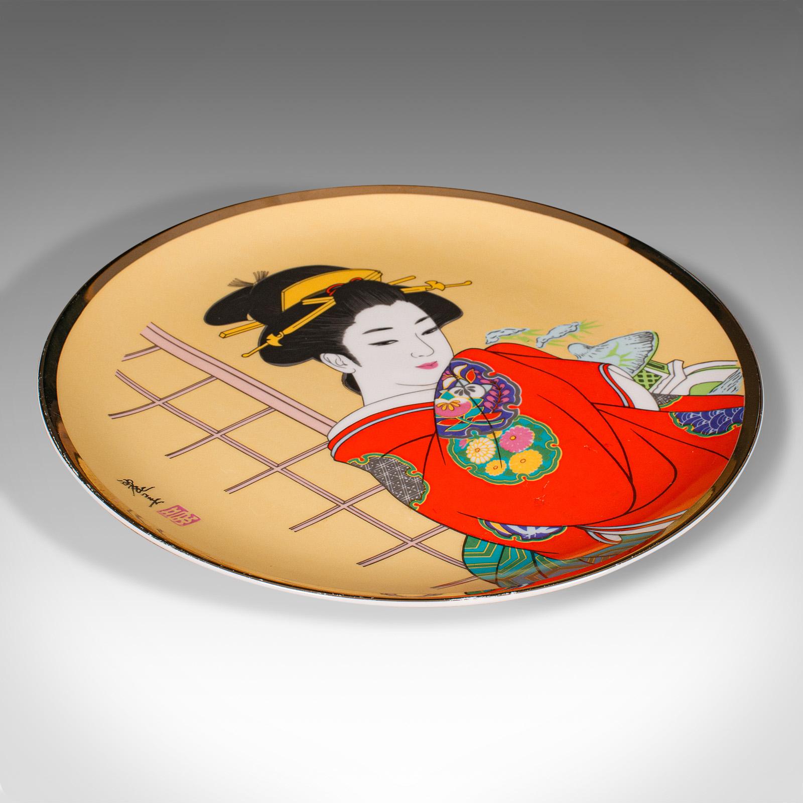 Vintage Ukiyo-e Display Plate, Japanese, Ceramic, Decorative Dish, Geisha Figure For Sale 2