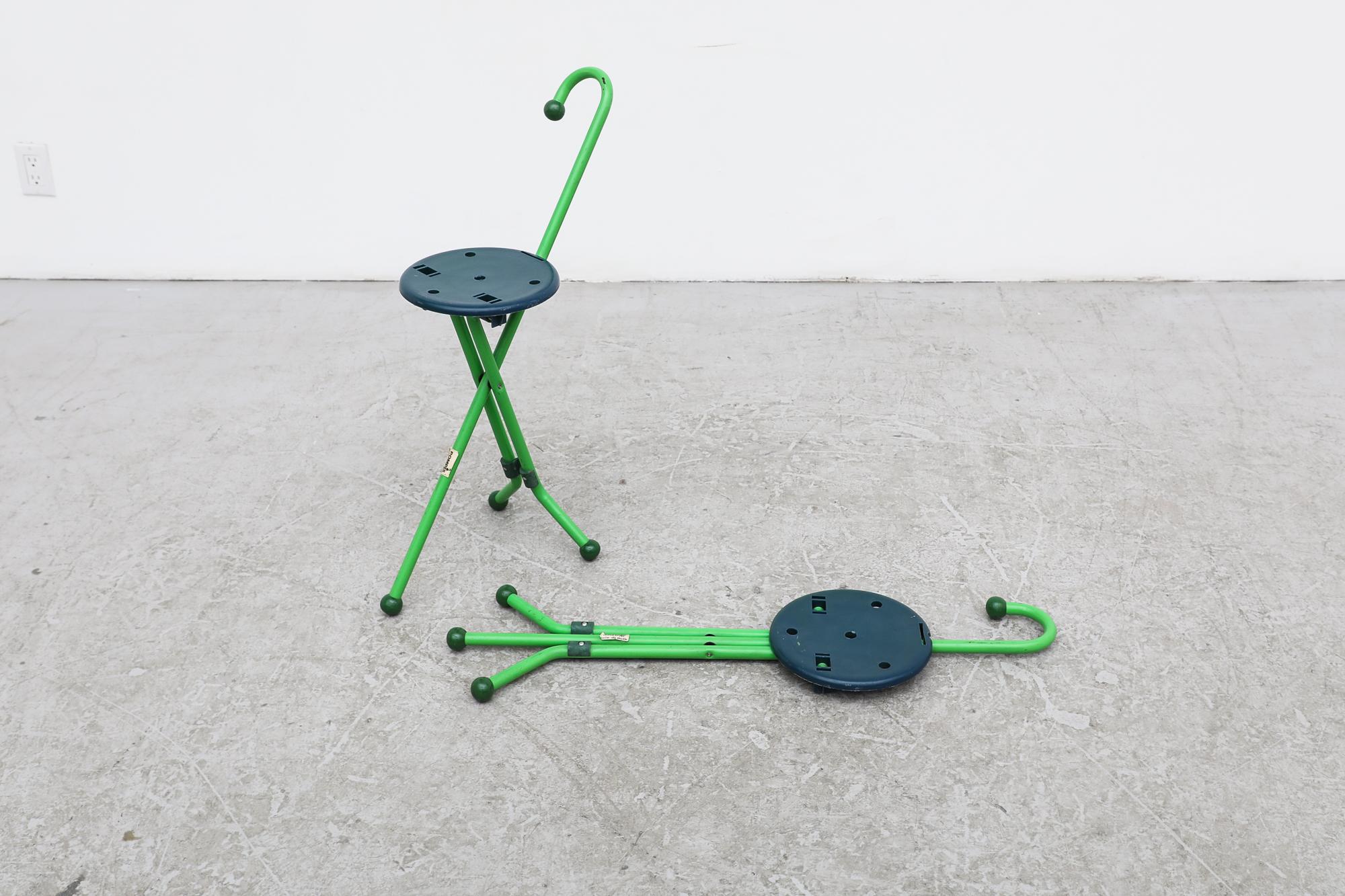 Grüne klappbare Vintage-Schilfrohrstühle „Ulisse“ von Ivan Loss für Pompis im Angebot 4