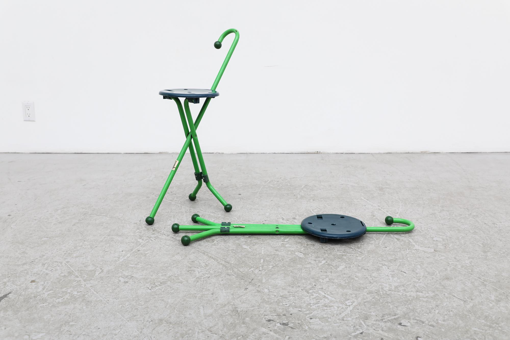Grüne klappbare Vintage-Schilfrohrstühle „Ulisse“ von Ivan Loss für Pompis im Angebot 5