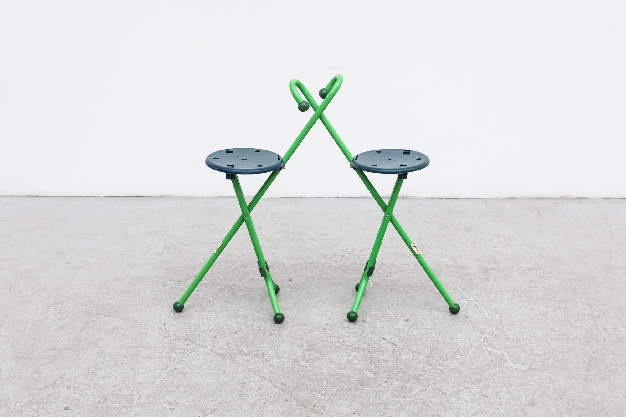 Grüne klappbare Vintage-Schilfrohrstühle „Ulisse“ von Ivan Loss für Pompis (Niederländisch) im Angebot