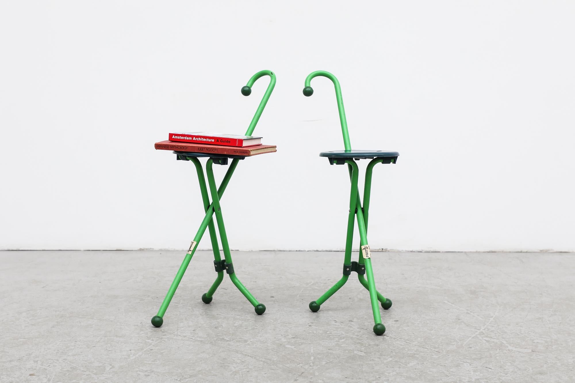Mid-Century Modern Vintage 'Ulisse' Green Folding Cane Chairs by Ivan Loss for Pompis For Sale