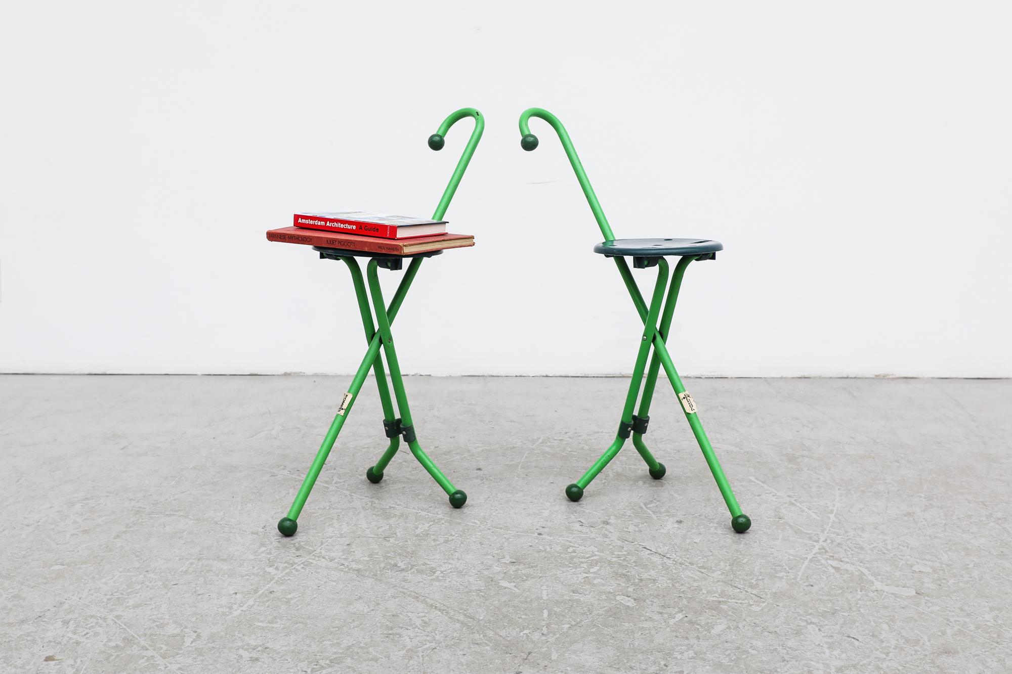 Vintage 'Ulisse' Green Folding Cane Chairs by Ivan Loss for Pompis In Good Condition For Sale In Los Angeles, CA