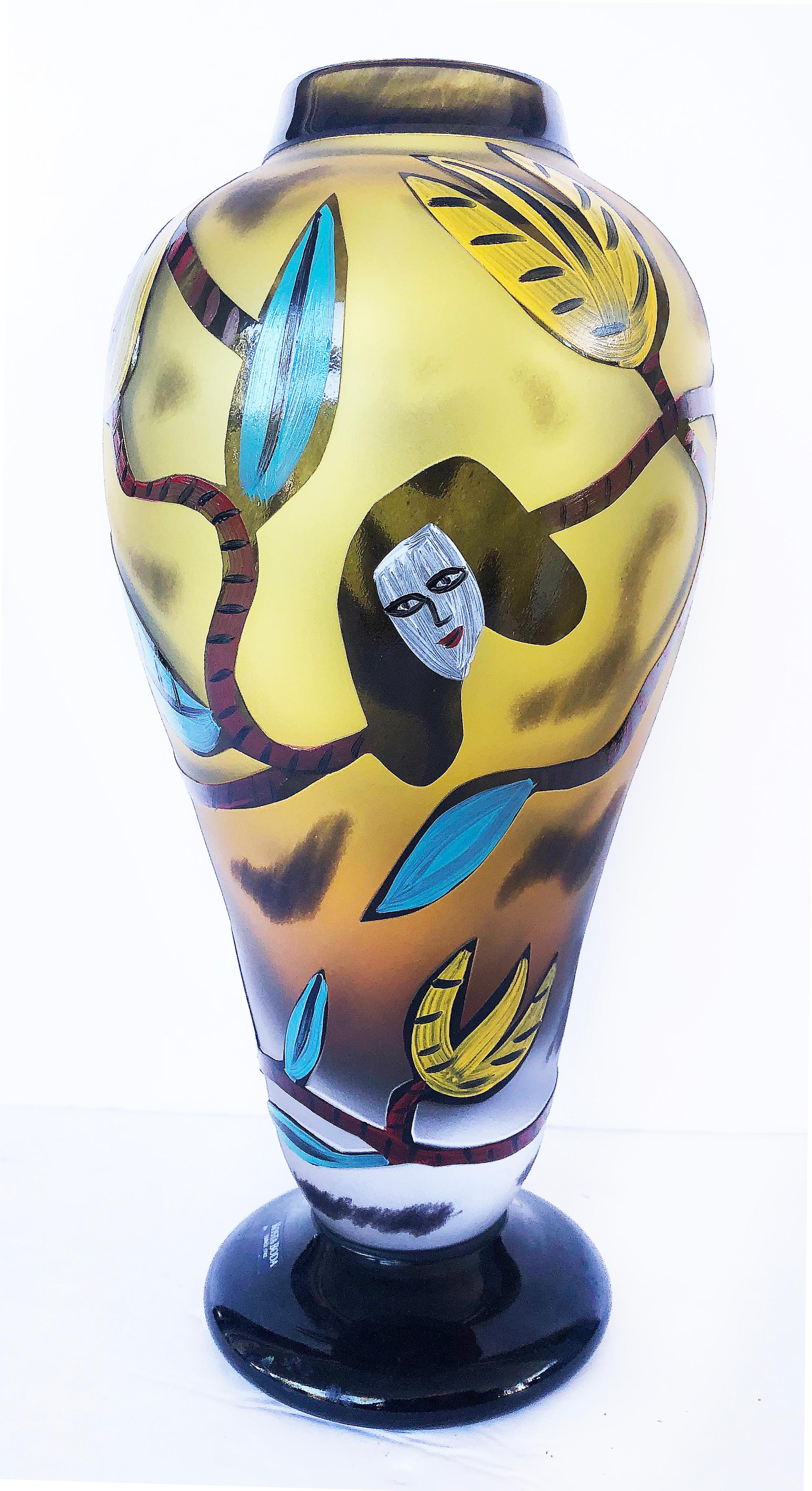 Swedish Vintage Ulrica Hydman Vallien Kosta Boda Art Glass Vase, 5/5 Limited Edition