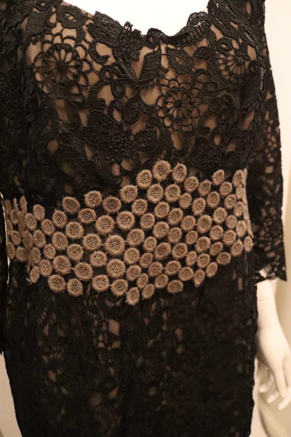 Vintage Ulrich Engler Couture Black Lace Dress For Sale 2