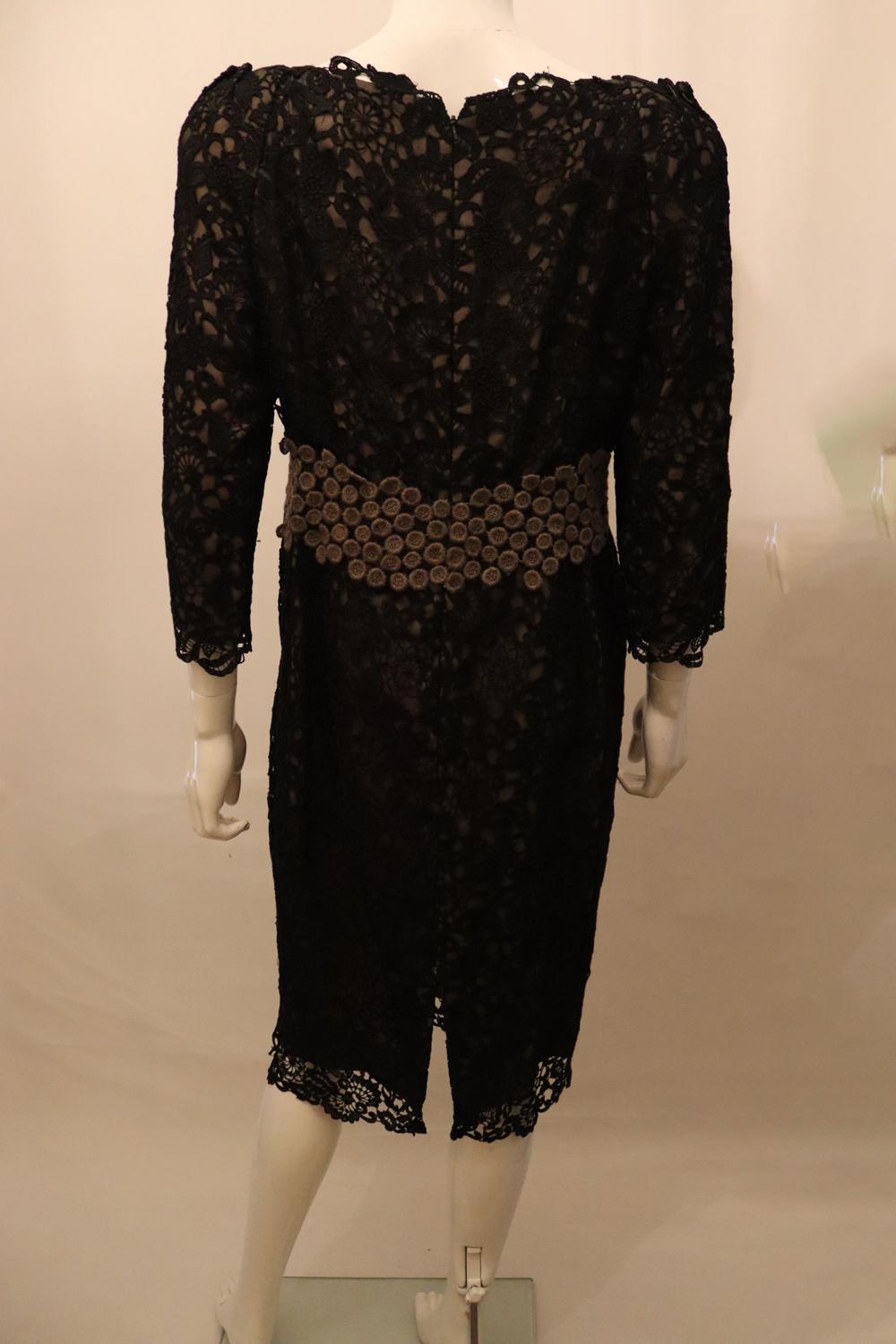 Vintage Ulrich Engler Couture Black Lace Dress For Sale 3