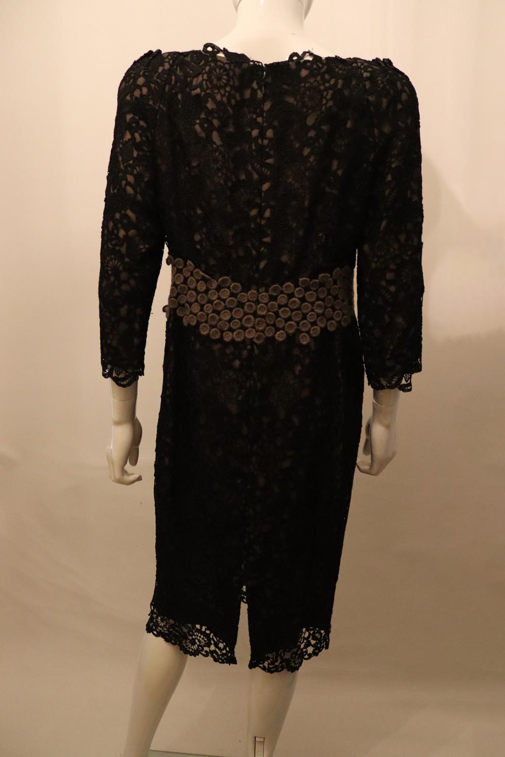 Vintage Ulrich Engler Couture Black Lace Dress For Sale 4