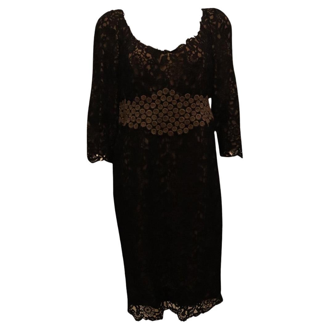 Vintage Ulrich Engler Couture Black Lace Dress For Sale