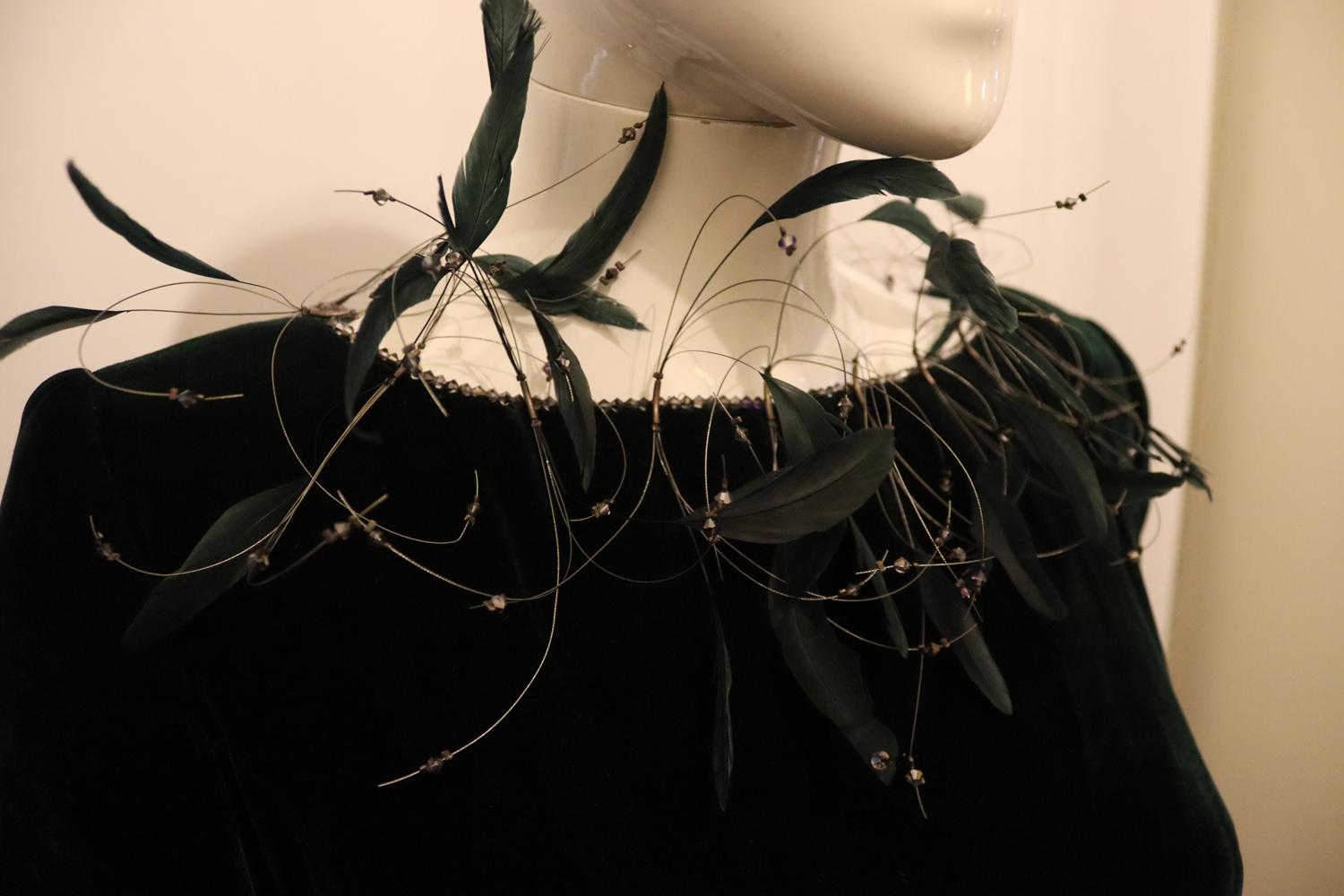 Vintage Ulrich Engler Couture Green Velvet Evening Gown For Sale 2