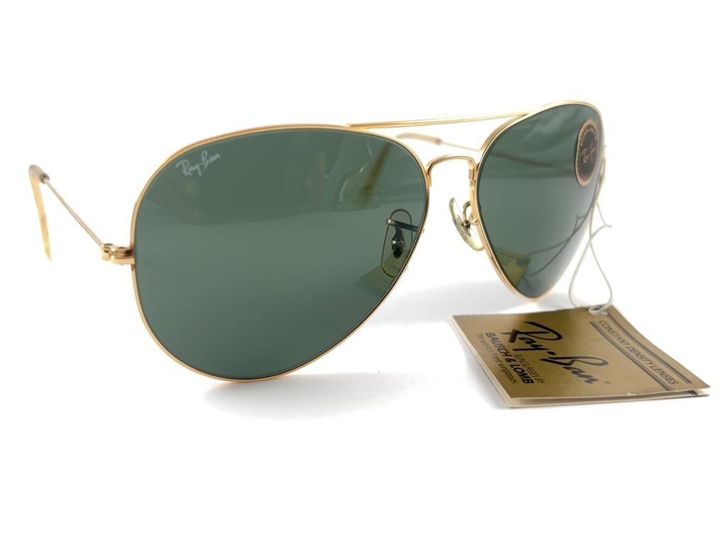 Vintage Ultra Rare Ray Ban Aviator 64Mm Gold Grey G15 Lenses B&L Sunglasses 7