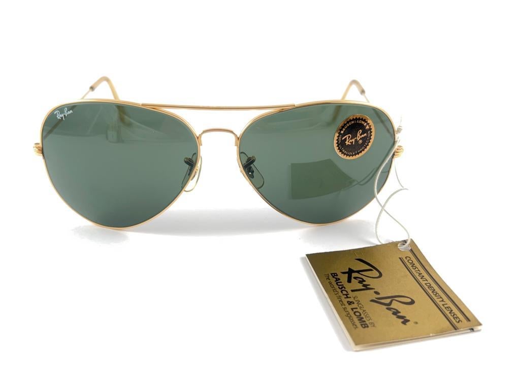 Vintage Ultra Rare Ray Ban Aviator 64Mm Gold Grey G15 Lenses B&L Sunglasses 8