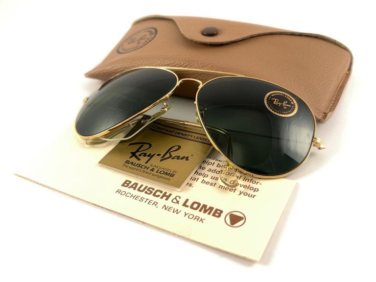 Vintage Ultra Rare Ray Ban Aviator 64Mm Gold Grey G15 Lenses B&L Sunglasses  For Sale at 1stDibs