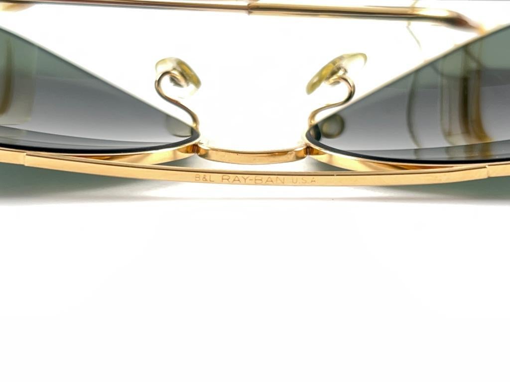 Women's or Men's Vintage Ultra Rare Ray Ban Aviator 64Mm Gold Grey G15 Lenses B&L Sunglasses