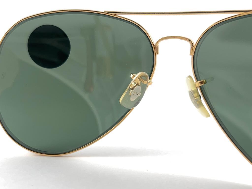 Vintage Ultra Rare Ray Ban Aviator 64Mm Gold Grey G15 Lenses B&L Sunglasses 1