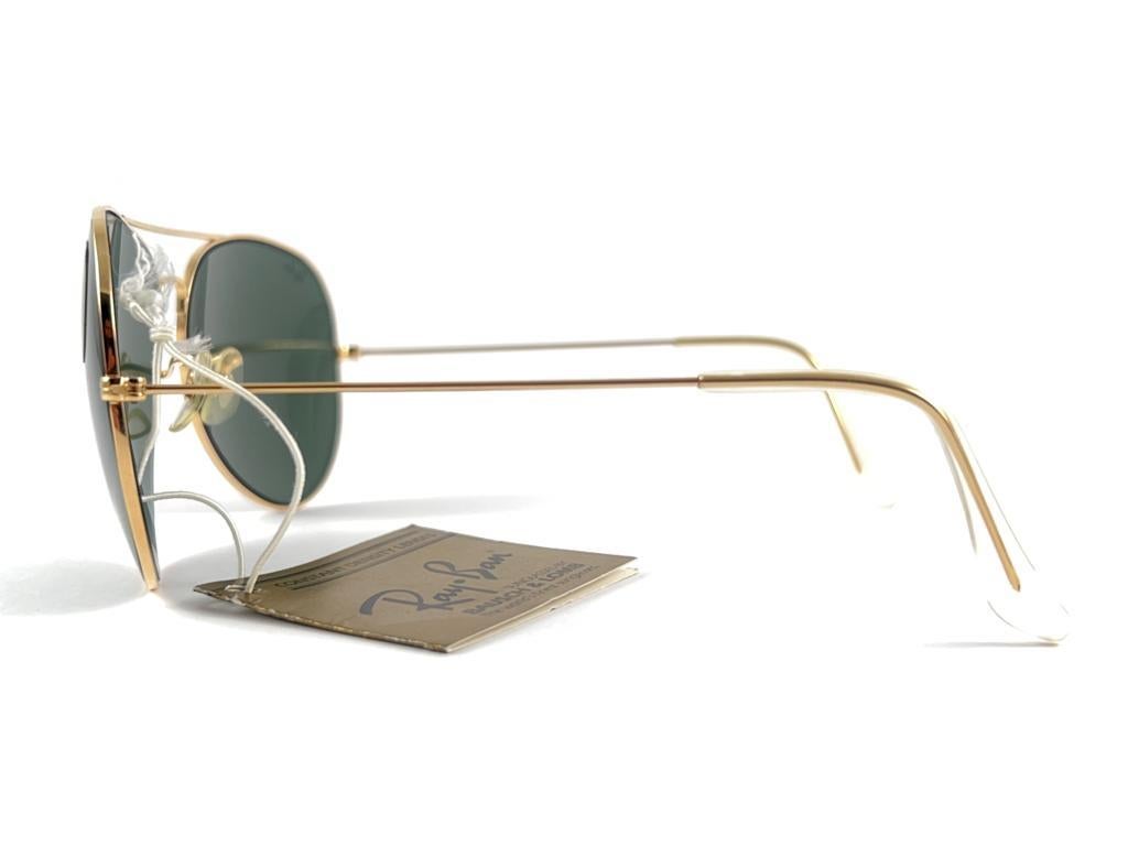 Vintage Ultra Rare Ray Ban Aviator 64Mm Gold Grey G15 Lenses B&L Sunglasses 3