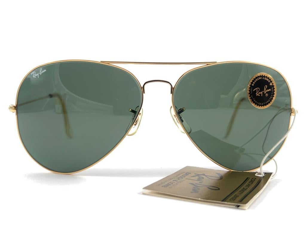 Vintage Ultra Rare Ray Ban Aviator 64Mm Gold Grey G15 Lenses B&L Sunglasses 4