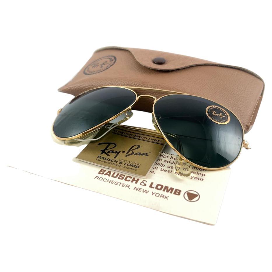 Vintage Ultra Rare Ray Ban Aviator 64Mm Gold Grey G15 Lenses B&L Sunglasses  For Sale at 1stDibs