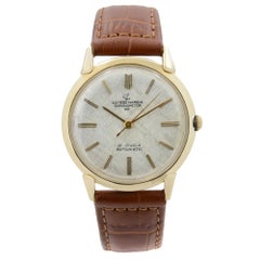 Vintage Ulysse Nardin 14k Yellow Gold Saddle Leather Automatic Mens Watch