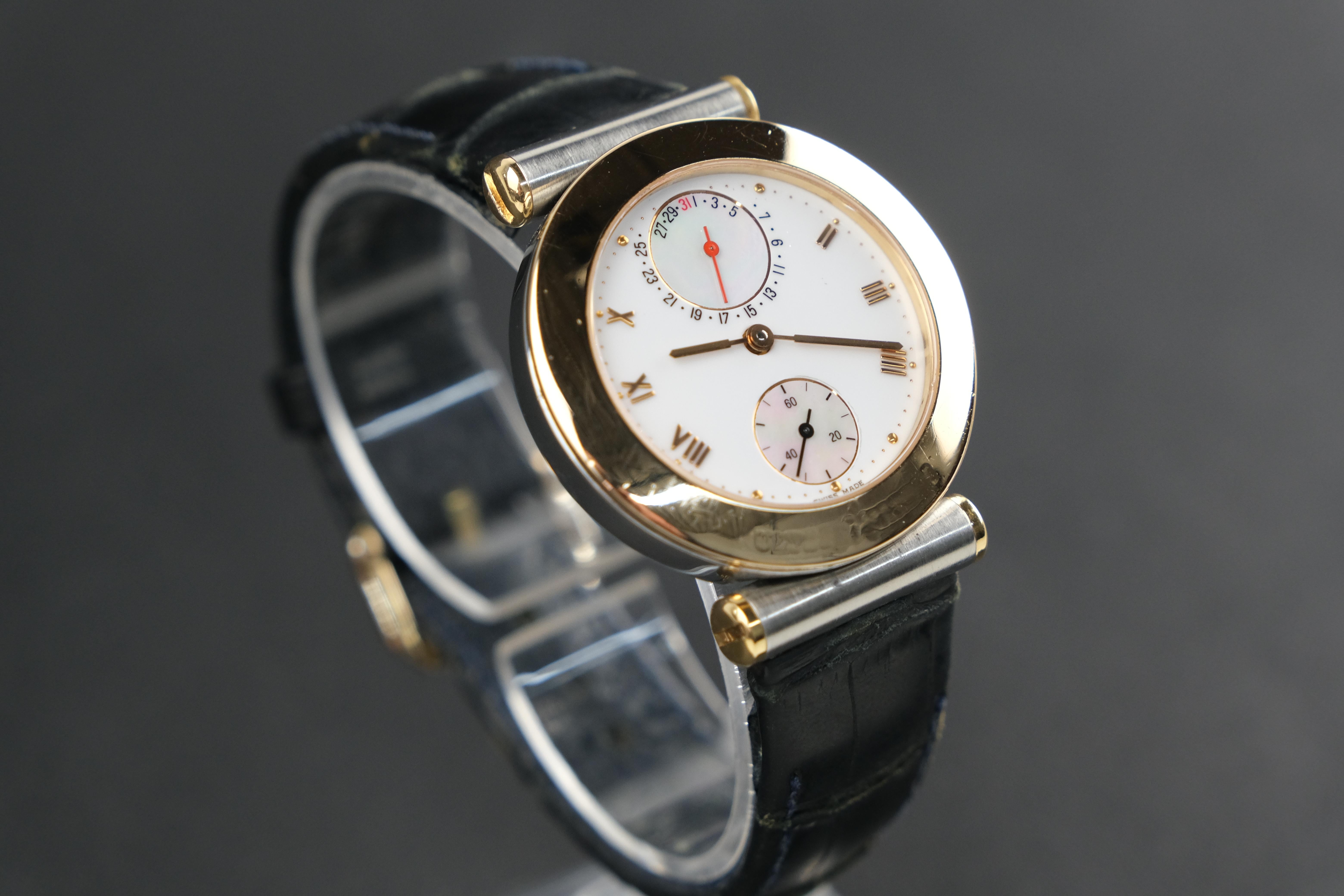 Vintage Ulysse Nardin Isaac Newton 18k and Stainless Steel Automatic Wristwatch In Fair Condition In Bradford, Ontario