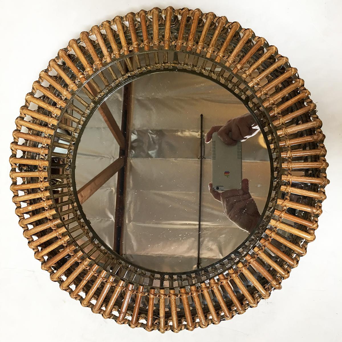 Vintage 1990s umbra wall mirror designed by Matt Carr featuring Albini style edge. Measures: 15.5” wide x 2.5” deep.