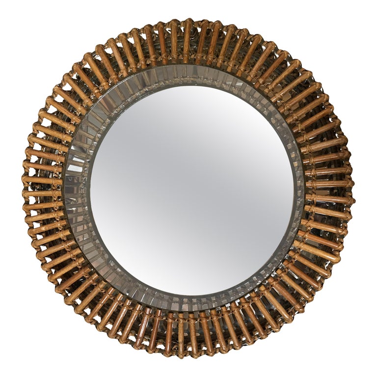 Vintage Umbra Rattan Wall Mirror by Matt Carr at 1stDibs