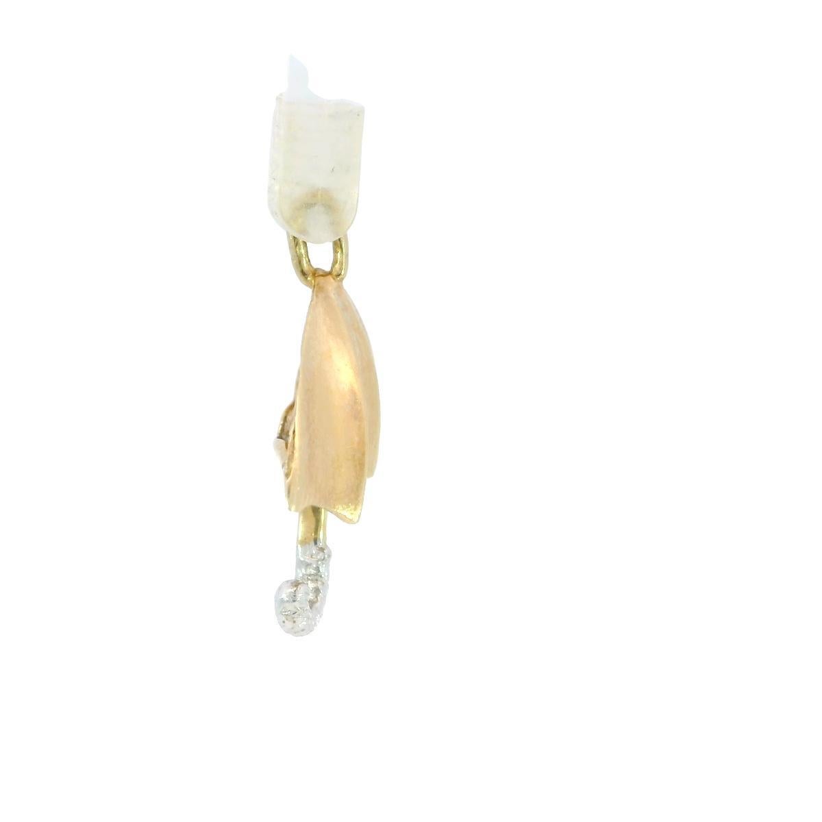 Vintage Umbrella Diamond Charm Pendant 14 Karat Yellow Gold (Moderne) im Angebot