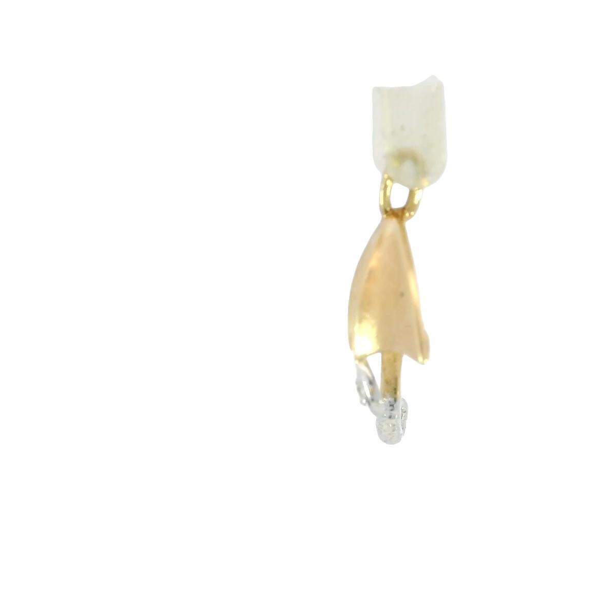 Vintage Umbrella Diamond Charm Pendant 14 Karat Yellow Gold im Angebot 1