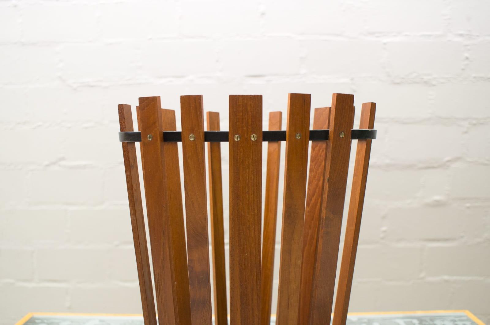 Vintage Umbrella Stand in Teak and Metal by Vereinigte Werkstätten München 1960s In Good Condition In Nürnberg, Bayern