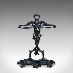 Vintage Umbrella, Stick Stand, Cast Iron, Coalbrookdale Manner, 20th Century