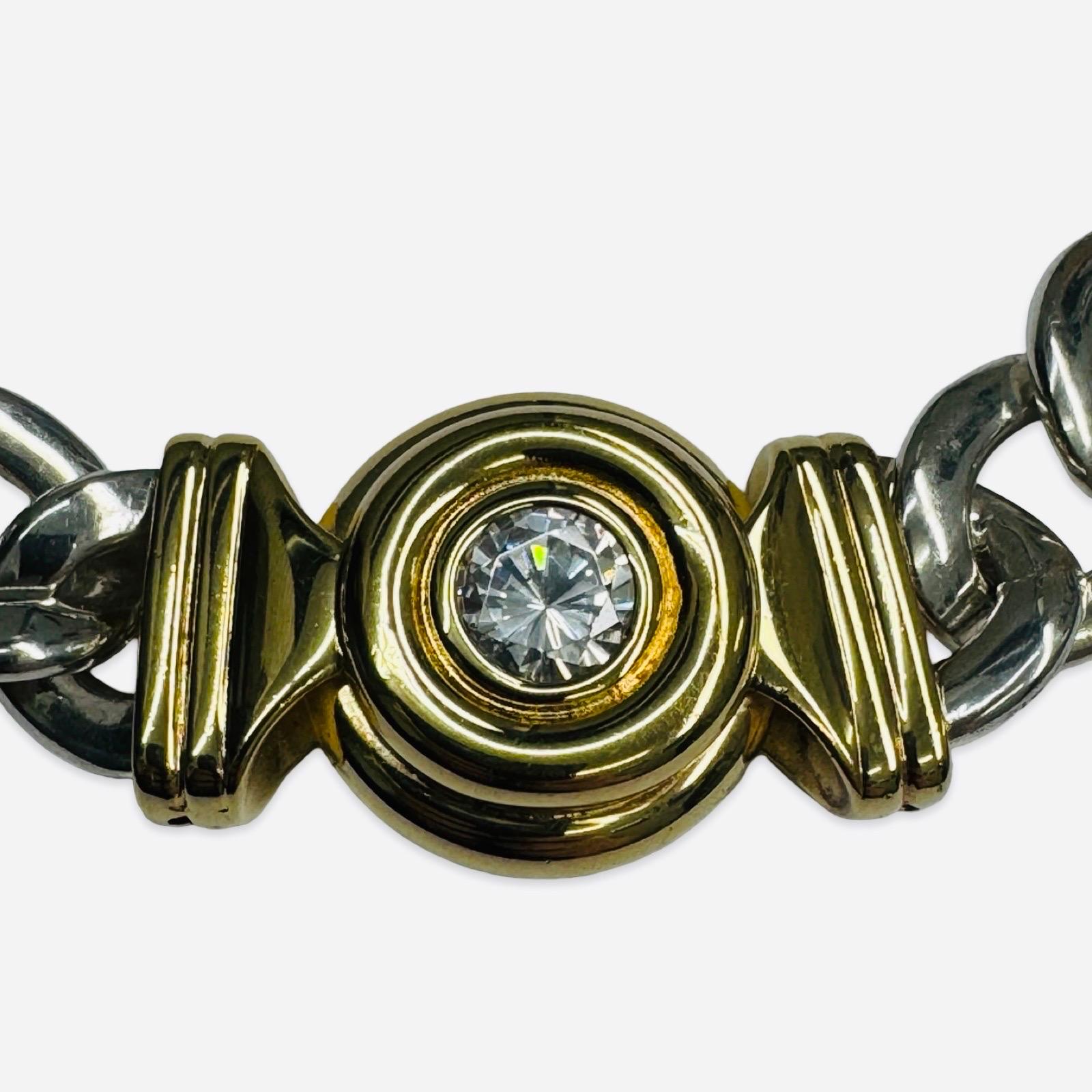 Women's Vintage UnoAerre Two-Tone Sterling Curb-Link Necklace with Center Motif For Sale