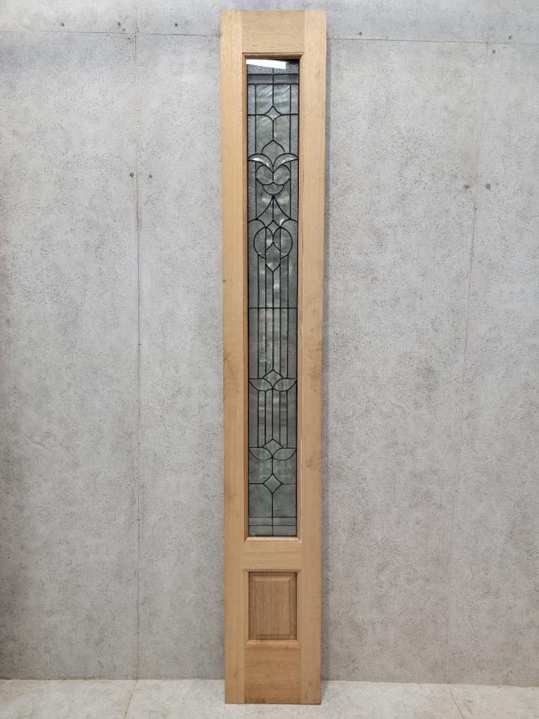 Modern Vintage Unfinished Mahogany Door & Two Sidelights with Beveled and Jeweled Glass For Sale