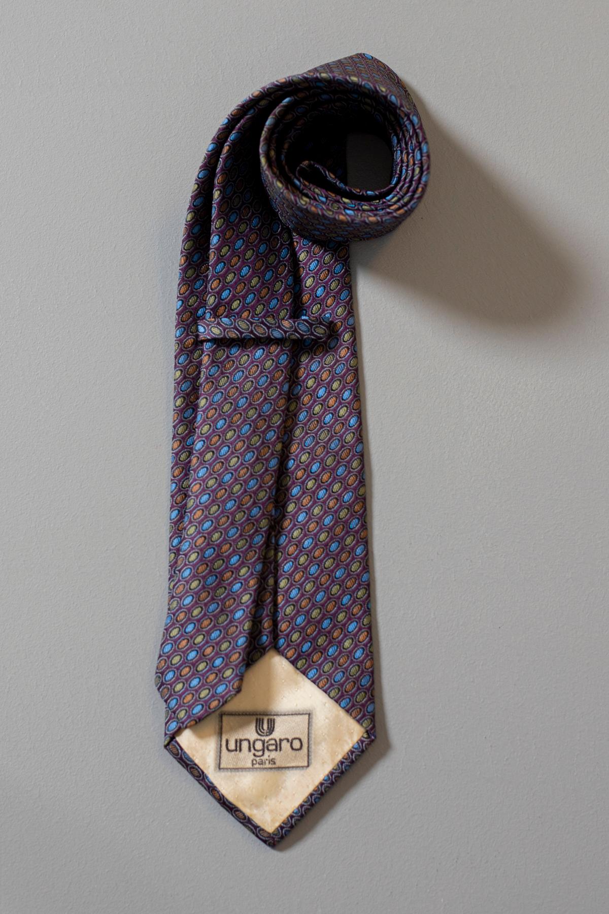 Black Vintage Ungaro 100% silk tie  For Sale