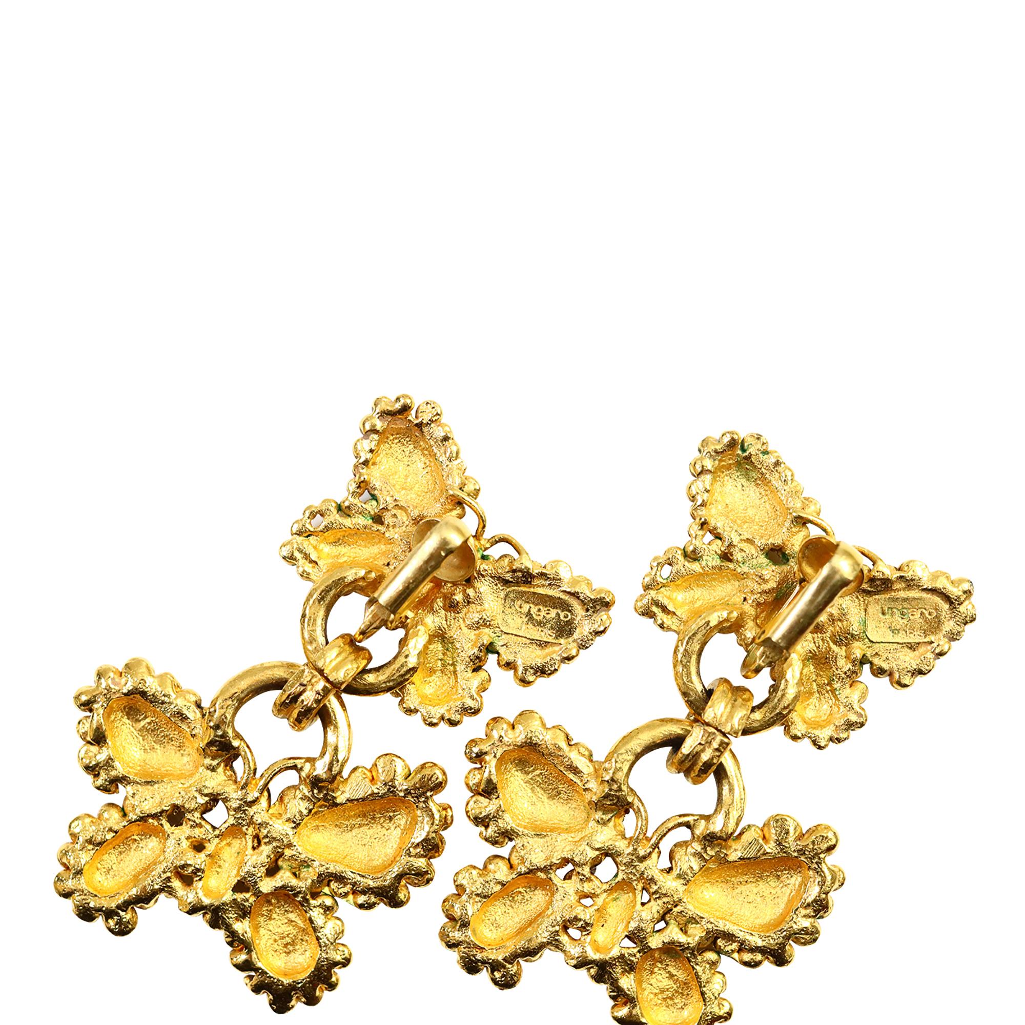 Ungaro Vintage Gold baumelnde Schmetterlingsohrringe Circa 1980er Jahre im Angebot 5
