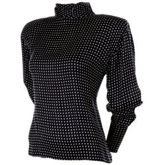 Vintage Ungaro Parallele Paris Top Seide schwarz & weiß Polka Dot Bluse