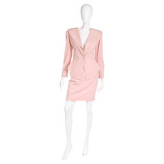 Vintage Ungaro Parallele Pink Peplum Jacket and Pencil Skirt Suit