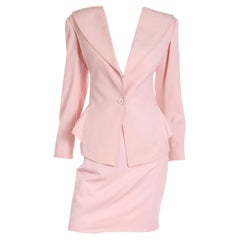 Vintage Ungaro Parallele Pink Peplum Jacket and Pencil Skirt Suit