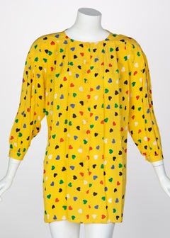 Vintage Ungaro Yellow heart print Tunic Blouse