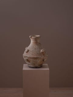 Vintage Unglazed Tamegrout Earthenware Vase: Applied Relief Detail