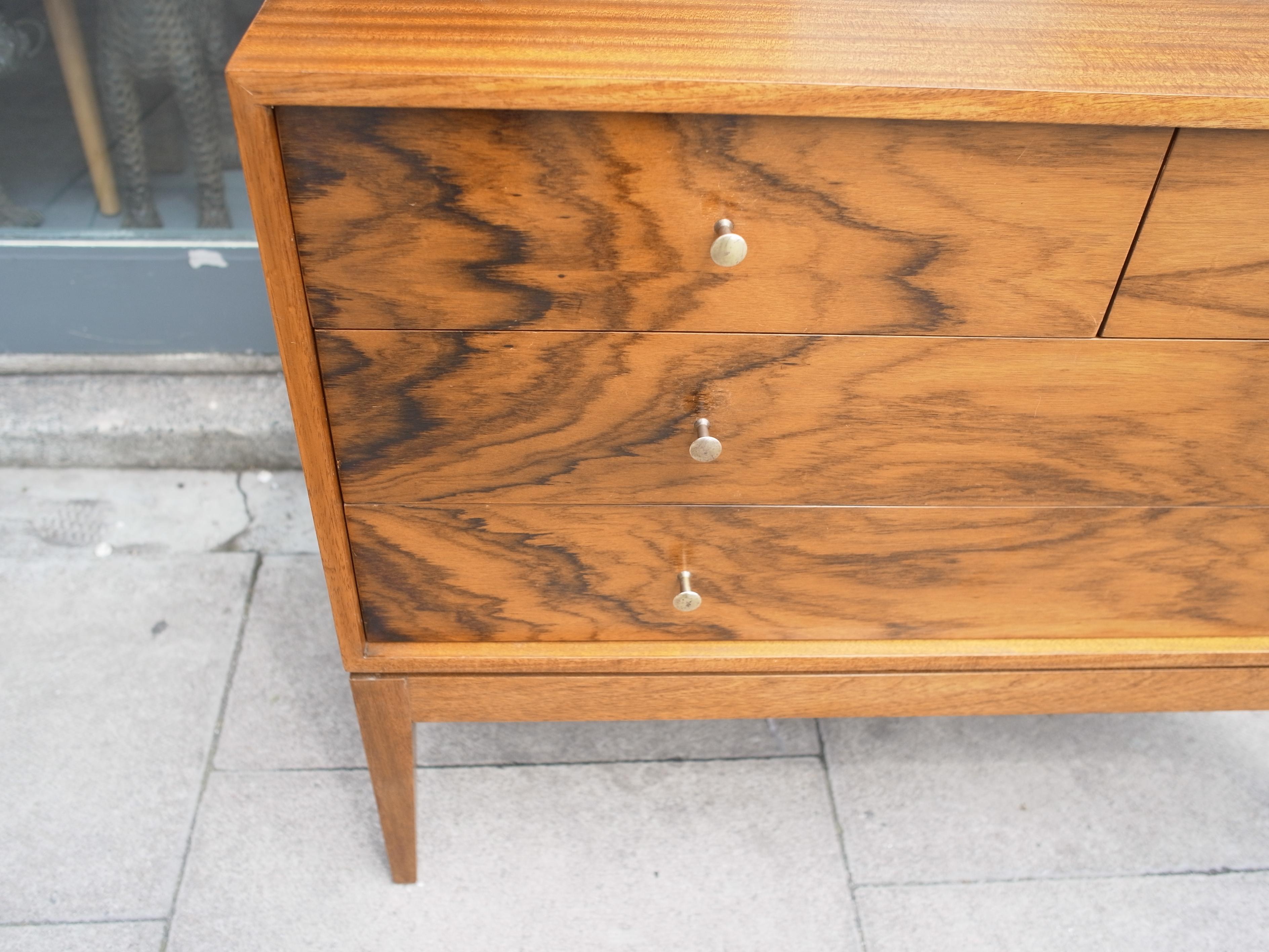 English Vintage Uniflex 1960s Indian Blackwood veneer and Mahogany Chests of Drawers For Sale