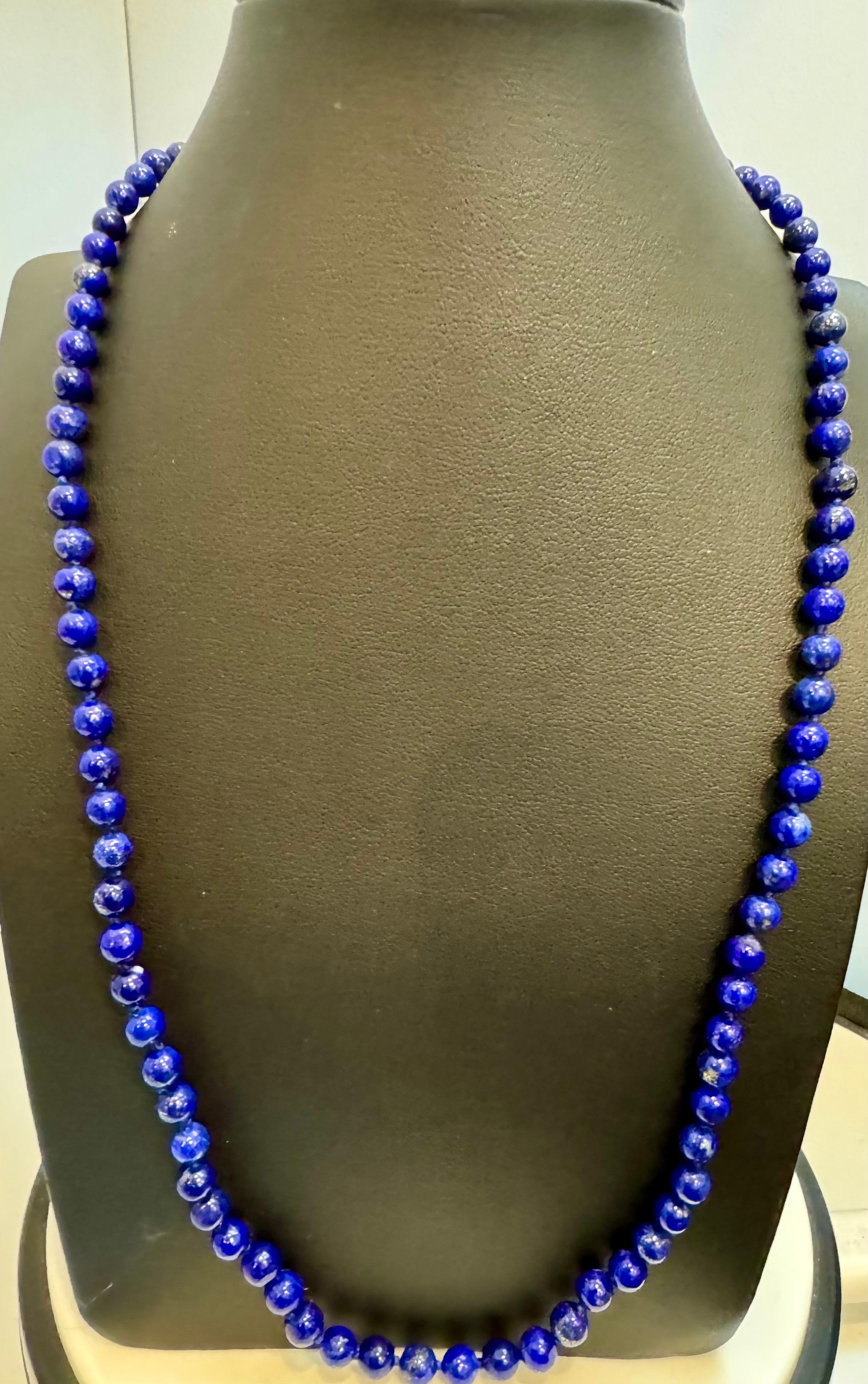 Collier vintage à un seul brin en lapis-lazuli avec fermoir en or jaune 14 carats en vente 6