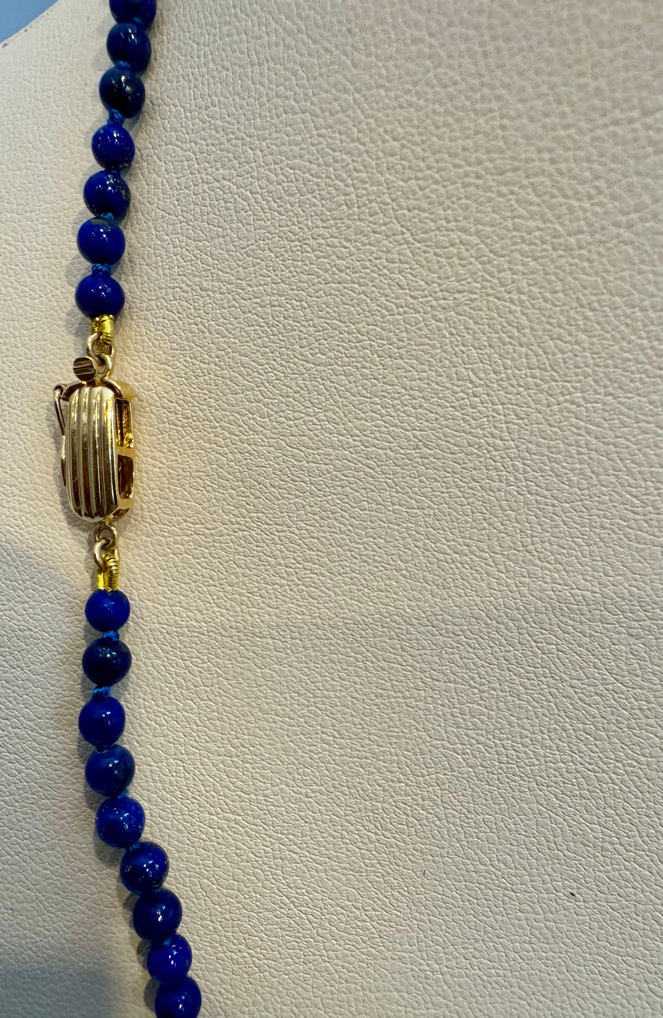 Collana uniforme d'epoca in Lapislazzuli a filo singolo con chiusura in oro giallo 14 kt In condizioni ottime in vendita a New York, NY