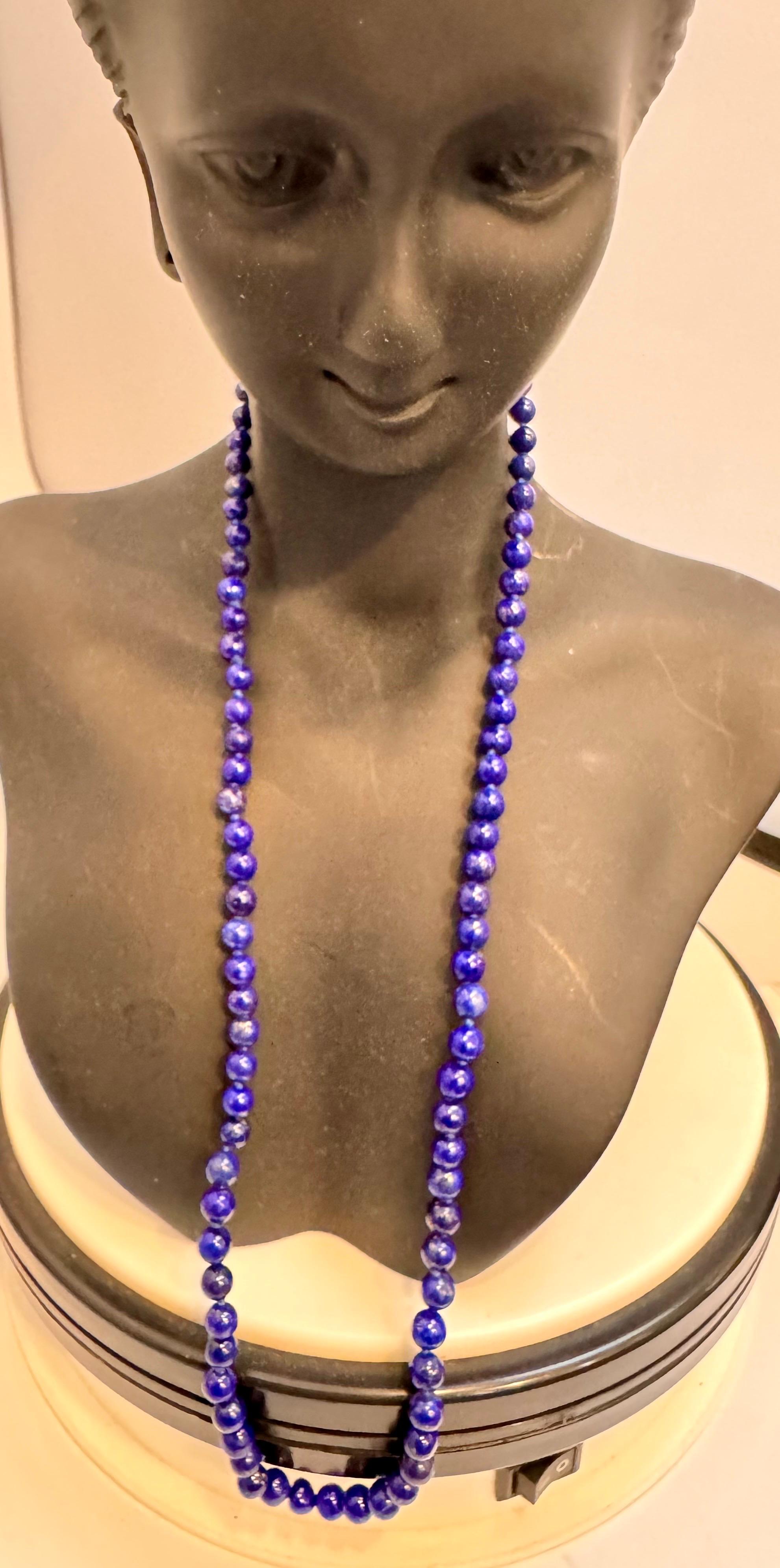 Collana uniforme d'epoca in Lapislazzuli a filo singolo con chiusura in oro giallo 14 kt in vendita 1