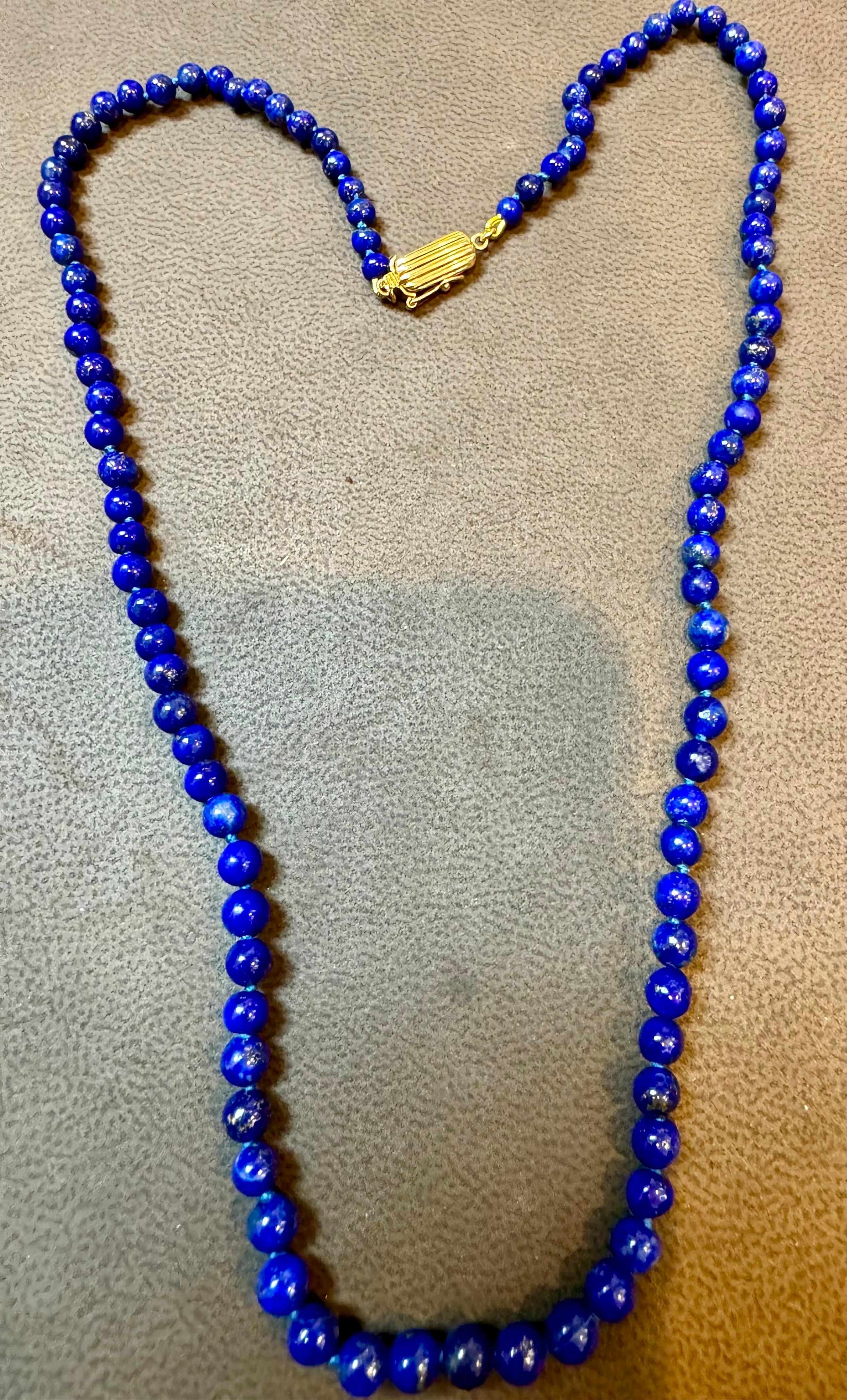 Collana uniforme d'epoca in Lapislazzuli a filo singolo con chiusura in oro giallo 14 kt in vendita 2