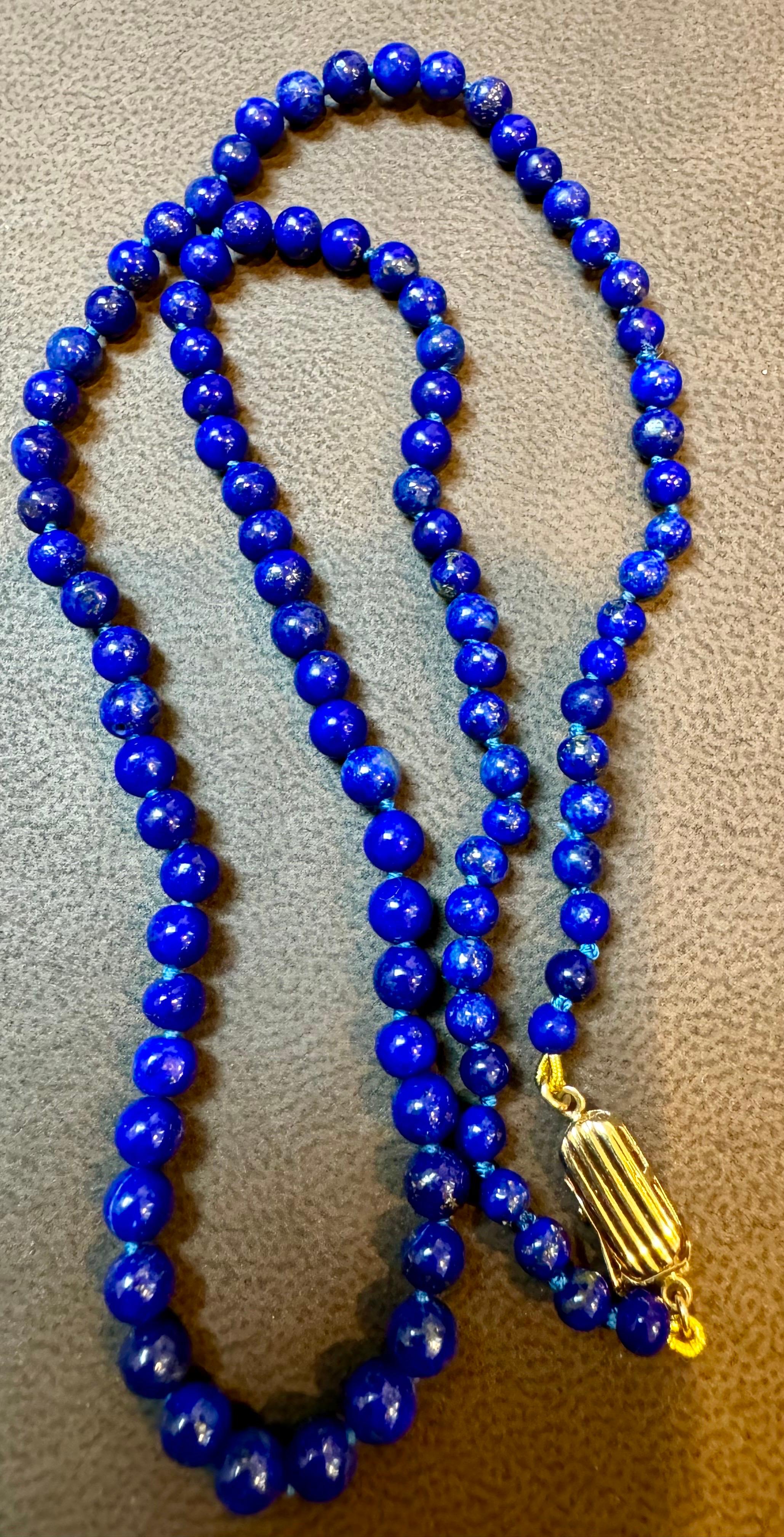 Collana uniforme d'epoca in Lapislazzuli a filo singolo con chiusura in oro giallo 14 kt in vendita 3