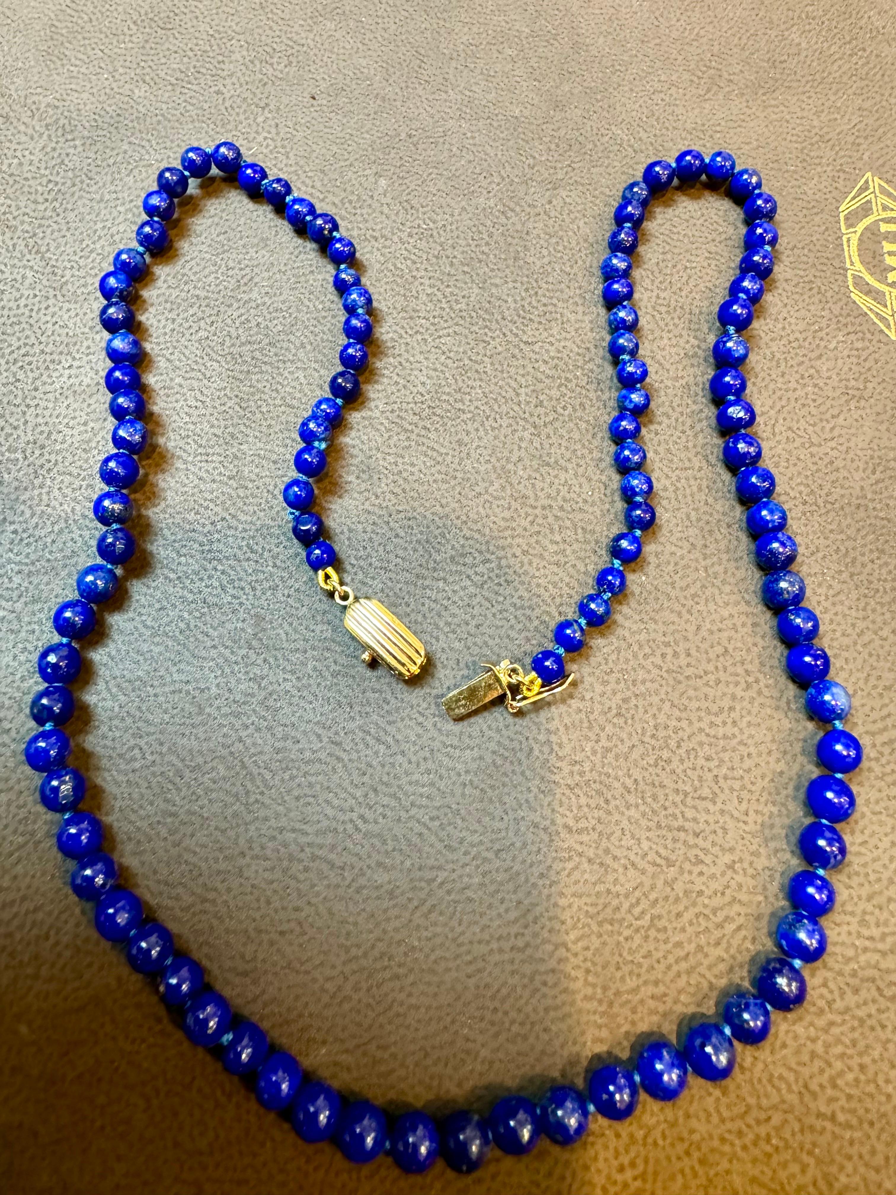 Collana uniforme d'epoca in Lapislazzuli a filo singolo con chiusura in oro giallo 14 kt in vendita 4