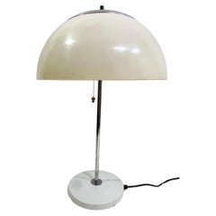 Vintage UNILUX Pilz-Tischlampe, Pilzform, Metallschaft und cremeweißer Kunststoffschirm