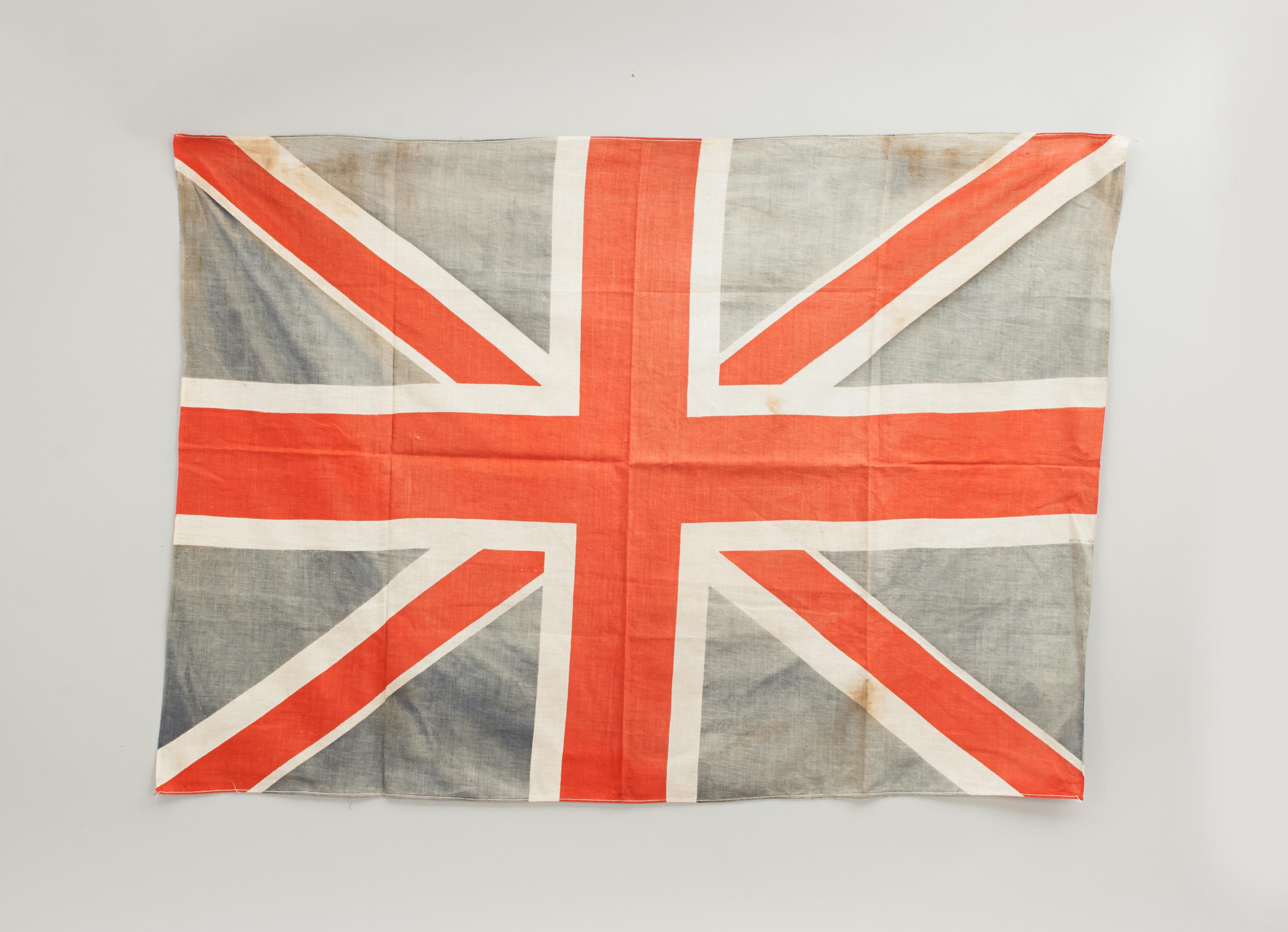 Victorian Union Jack.
A Union Jack flag made from lightweight linen cloth and stained red, white and blue. The colours have faded but it is still very attractive and is ideal as a display item.

The Union flag, most commonly called the Union