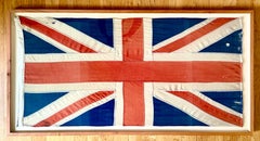 Large Vintage Union Jack Flag in an a Walnut Frame