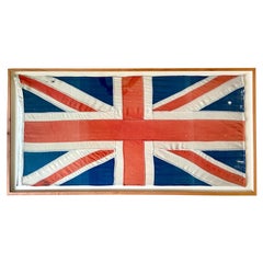 Large Vintage Union Jack Flag in an a Walnut Frame